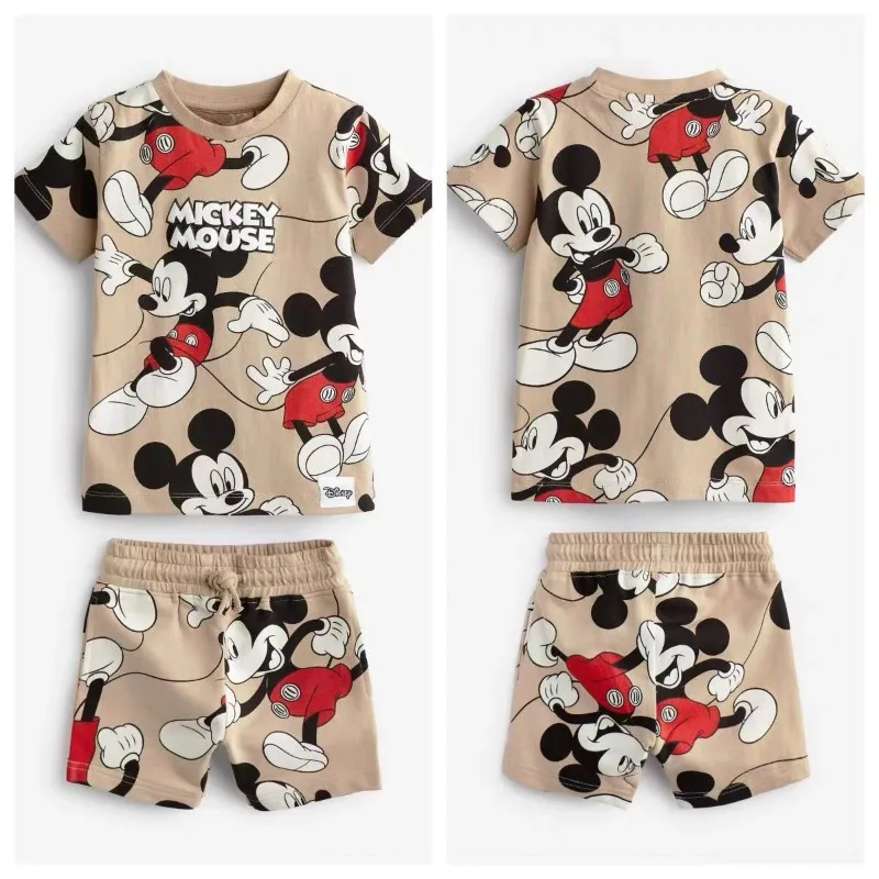 New Summer Little Boy Sets Cartoon  Mickey Mouse Printed Short Sleeved Thin T-shirt+Shorts Children Loose Outfits Q2232