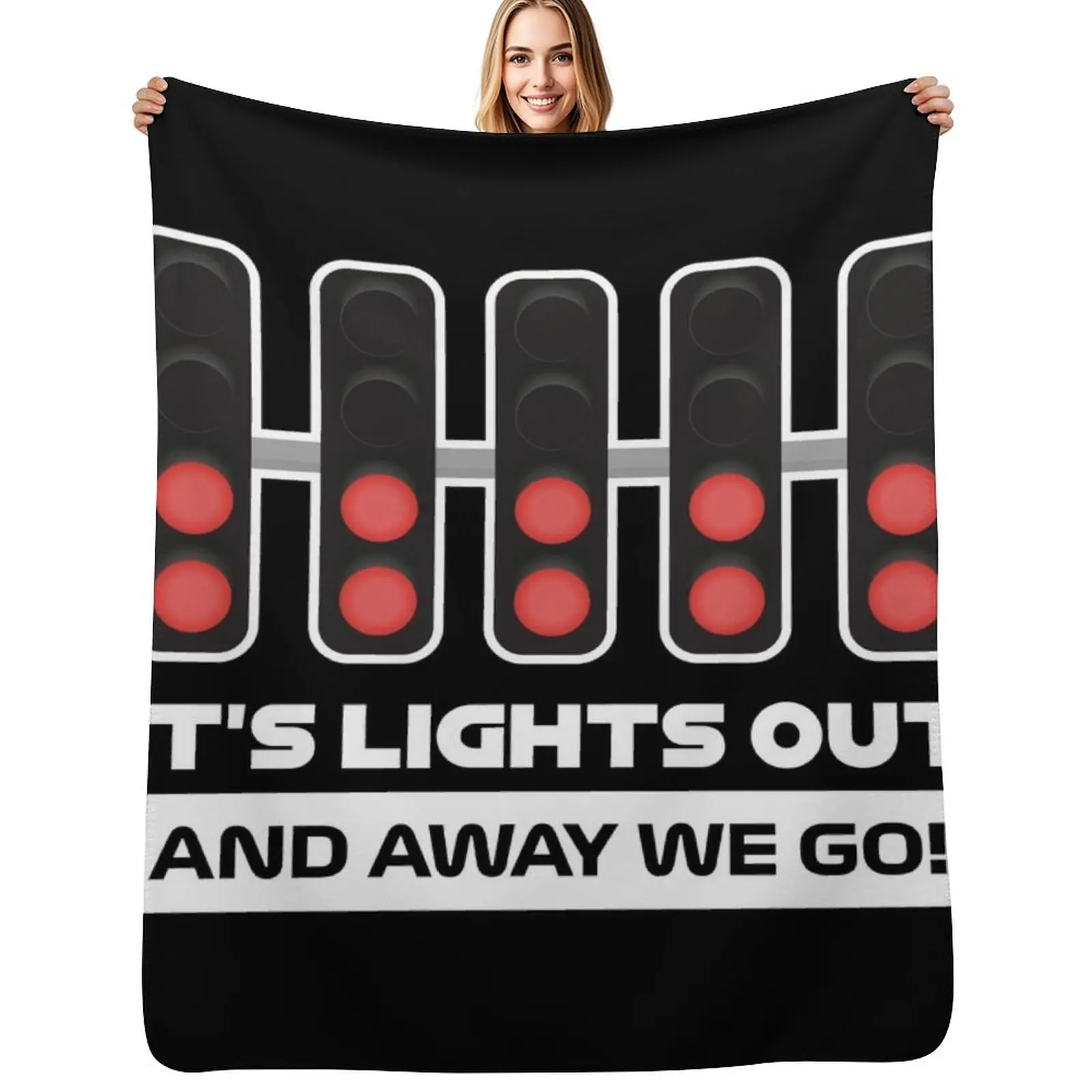 It's Lights Out and Away We Go! - Version 2 (White) Throw Blanket Travel wednesday Quilt Loose Flannel Fabric Custom Blankets