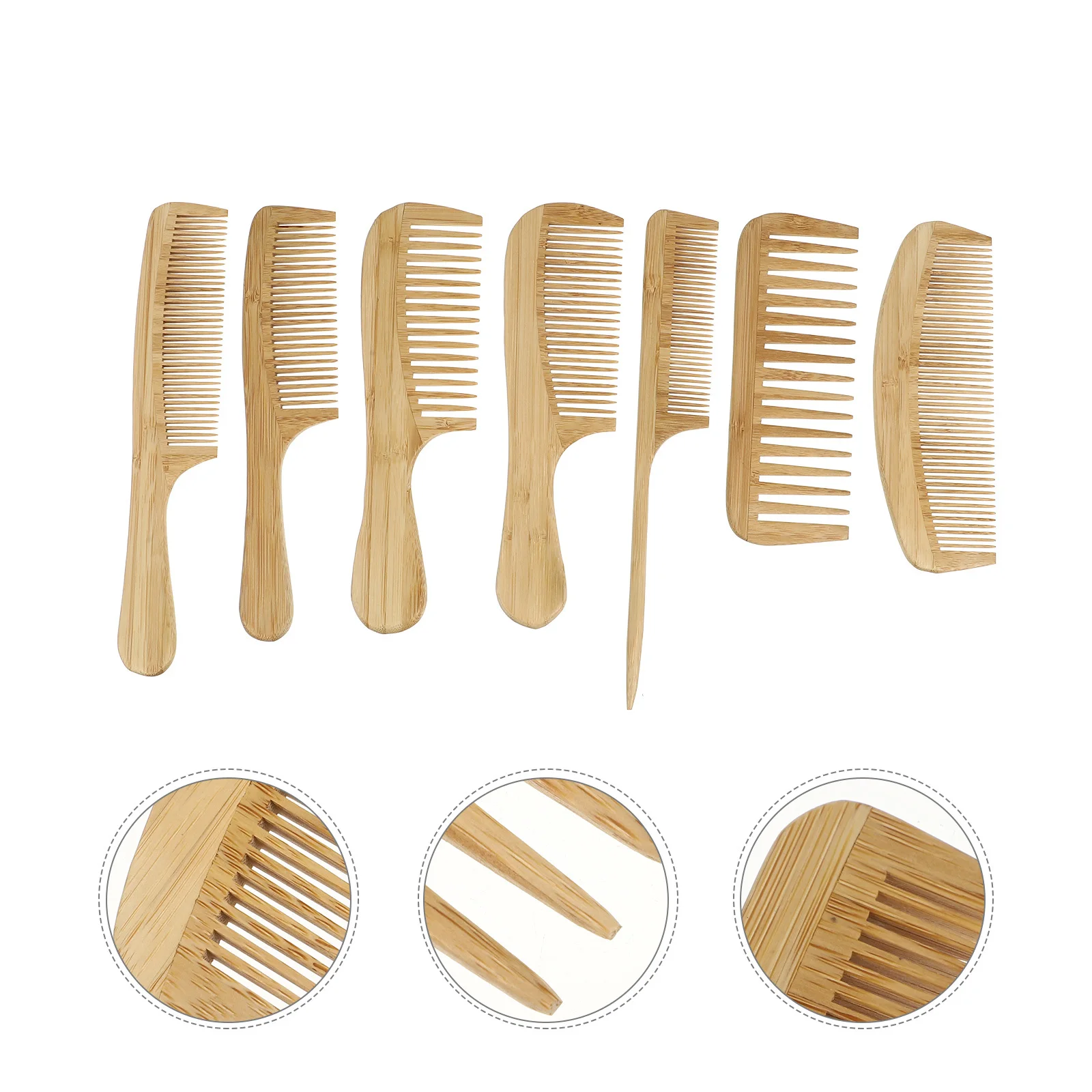

7Pcs Wooden Hair Brush Set Bamboo Bristle Combs for Health Styling Compact Travel Friendly Ideal for Salon Home Use All Hair