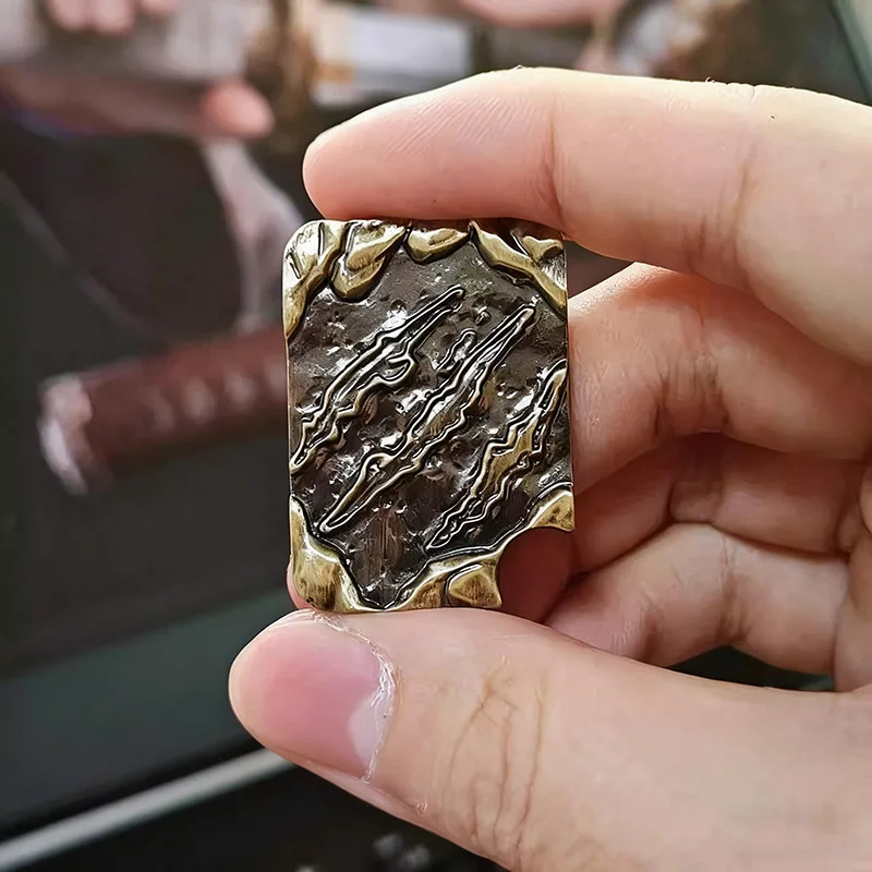 3D Dragon Embossed EDC Fidget Slide Metal Stress Relieving Fingertip Toy Fun Side Push Tactile Slide ADHD Toy Cool Small Gift