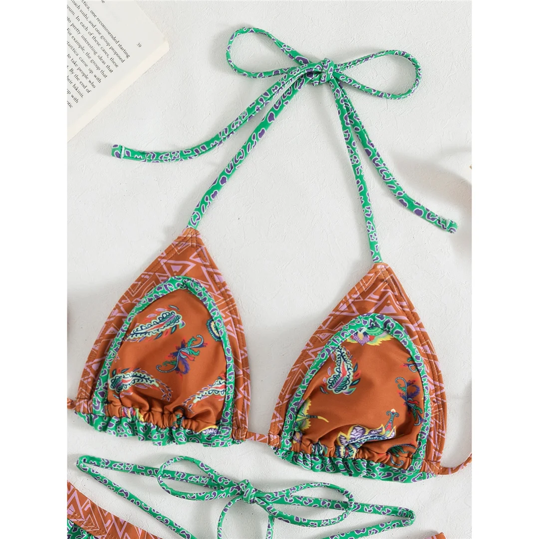 5 Farben, sexy, bedruckter Bikini mit Rüschen, Damen-Badebekleidung, zweiteiliger Bikini, Badeanzug, Badebekleidung, Modell V4651. – Detail 31