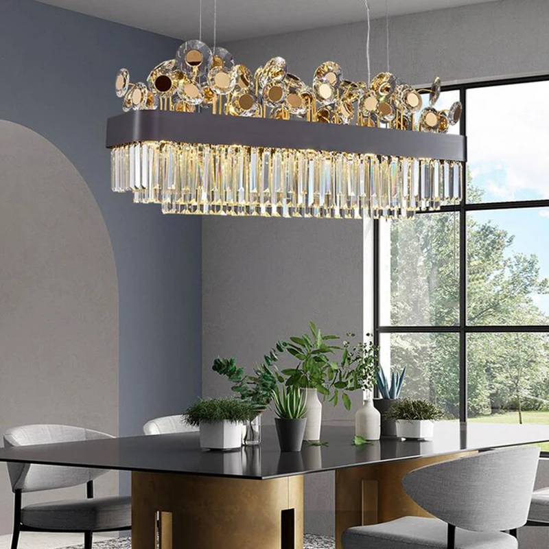 

Modern Luxury K9 Crystal Chandelier Suitable For Living Room Bedroom Board Pendant Lamps Indoor Lighting Suspension Type Fixture