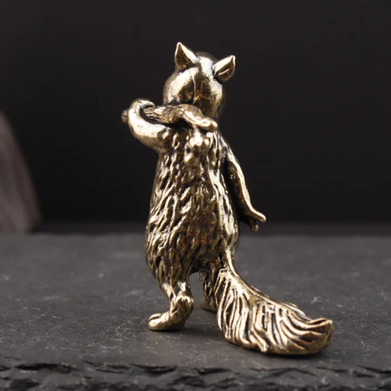 زخرفة مكتب مكتب من النحاس الصلب، زينة مضادة للسنجاب، شاي برونزي، هدية حرفية للحيوانات الأليفة، قطعة محمولة #4