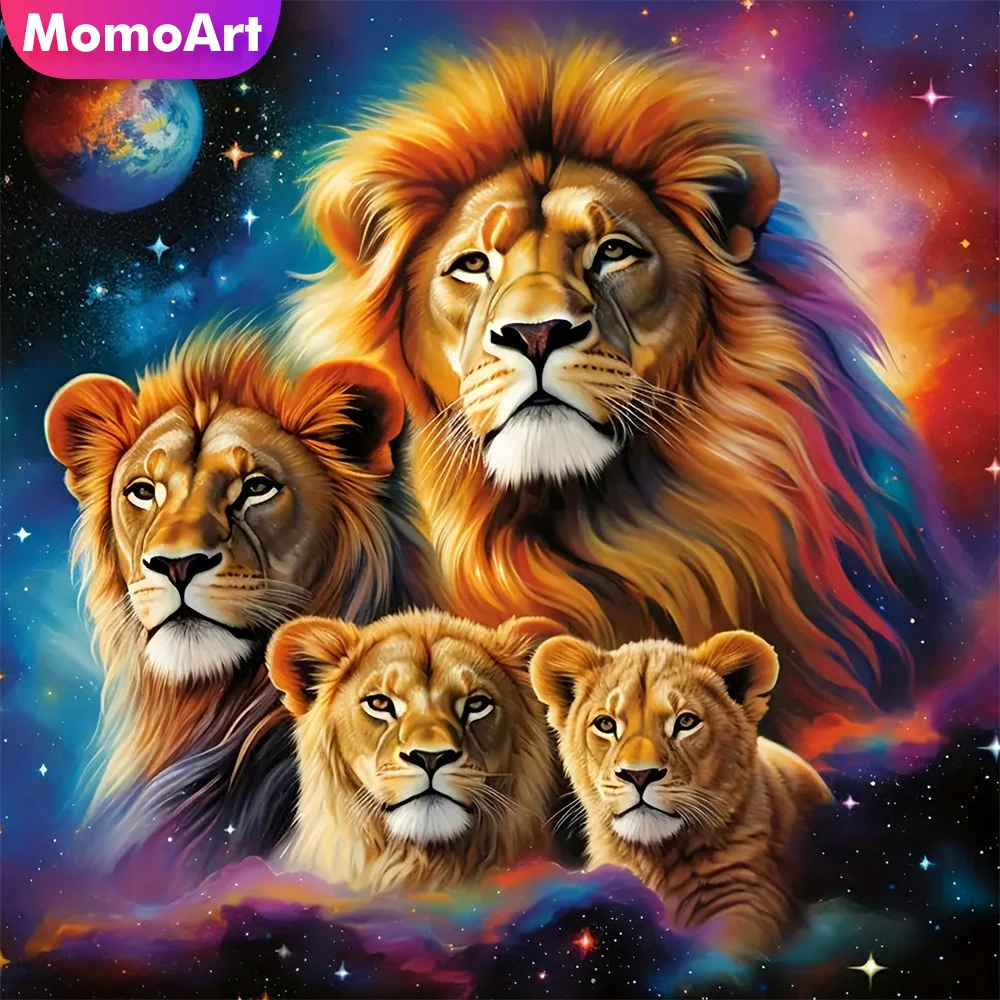 

Momoart Diamond Painting Lions Animal Picture Of Rhinestones Embroidery Starry Sky DIY Mosaic Earth Home Living Room Art Craft