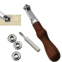 Pitch Wheel Stitching Line Marking Wheel Needle Point Tracing Wheel Leather Spacing Sewing Tools With 4 Gear Rollers