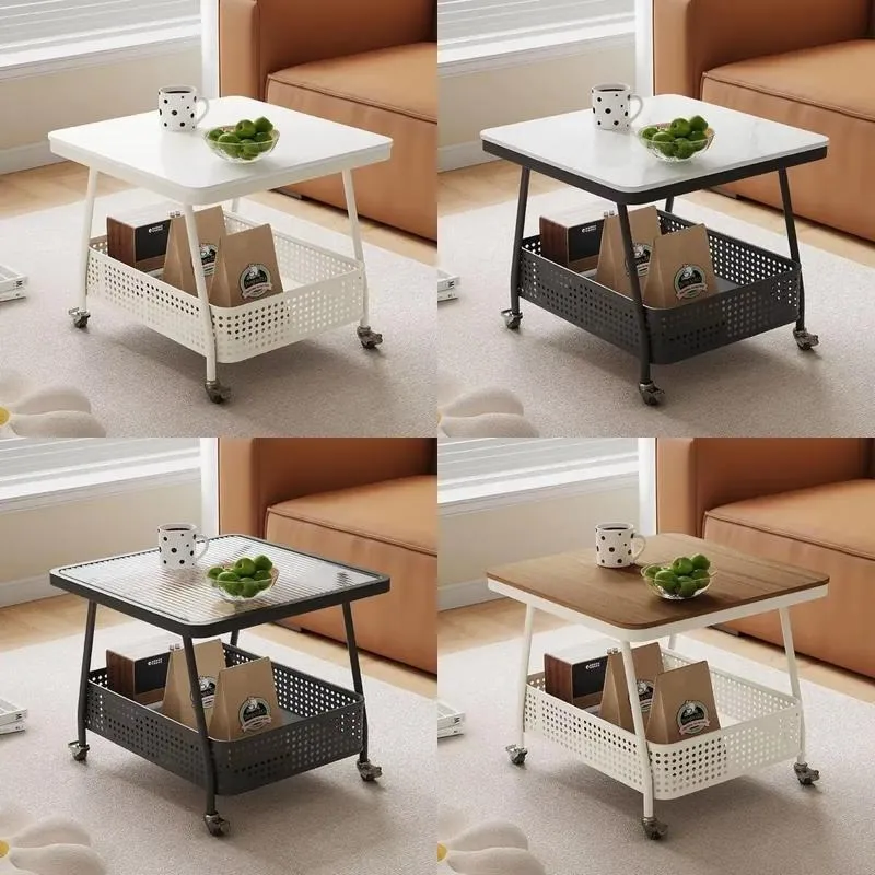 Movable Cream Style Side Table Bedside Sofa Coffee Table Modern Simple Rolling Storage Cart Eco Friendly Durable Lightweight