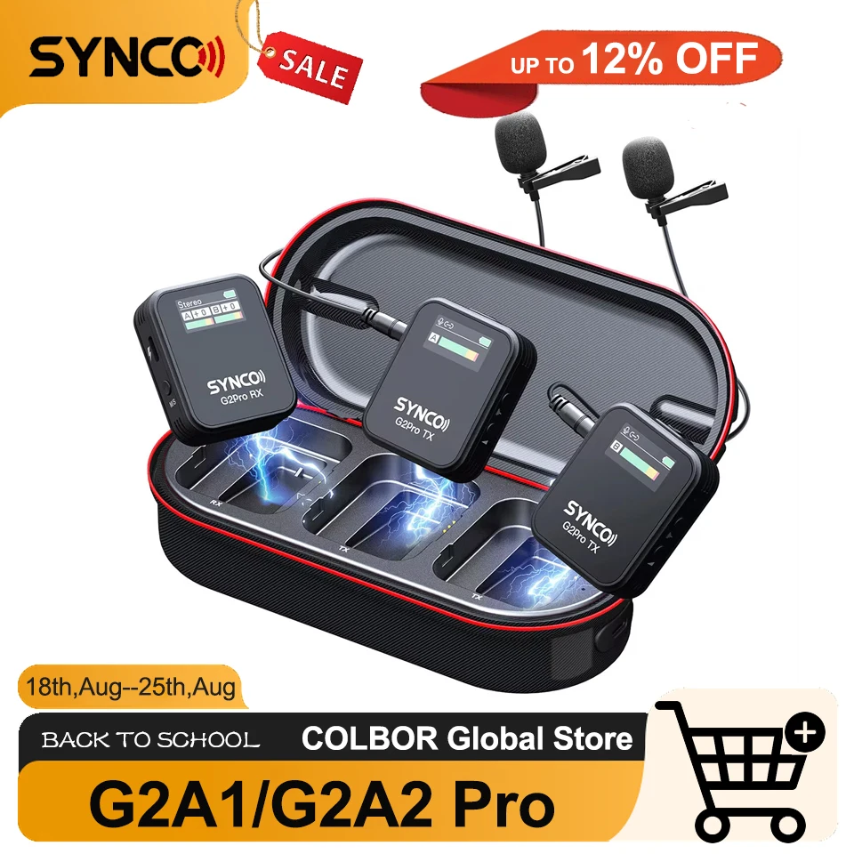 

SYNCO G2 A1 Pro G2 A2 Pro 2.4G Wireless Lavalier Microphone with Charging Case for iPhone Smartphone Camera Video Studio YouTube