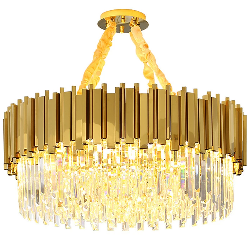 luxo moderno lustre de ouro redondo oval de k9 cristal tricolor pingente de luz para sala de jantar sala de estar quarto aco inoxidavel 01