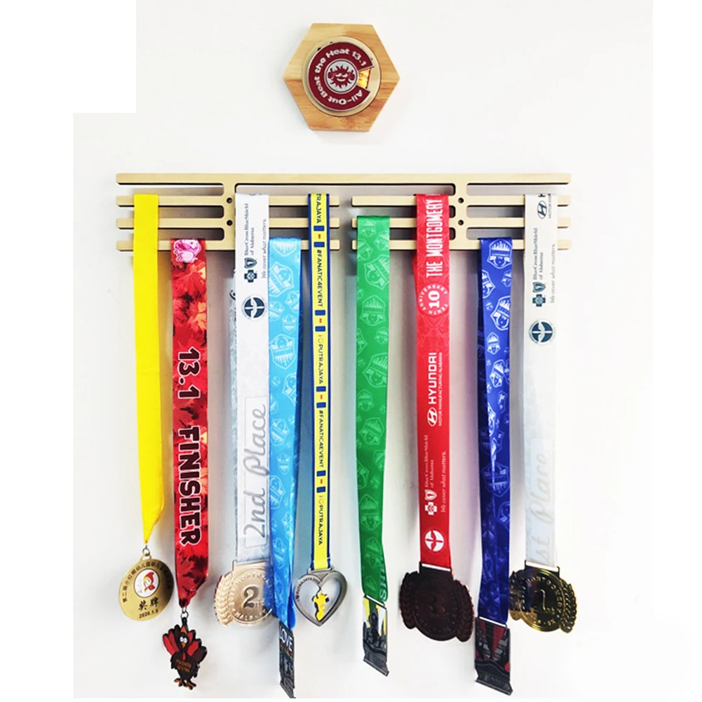 Medal Display Hanger Sturdy Race Medal Display Rack Hexagon Medal Storage Case for Sports Medals Track & Field Running Marathons