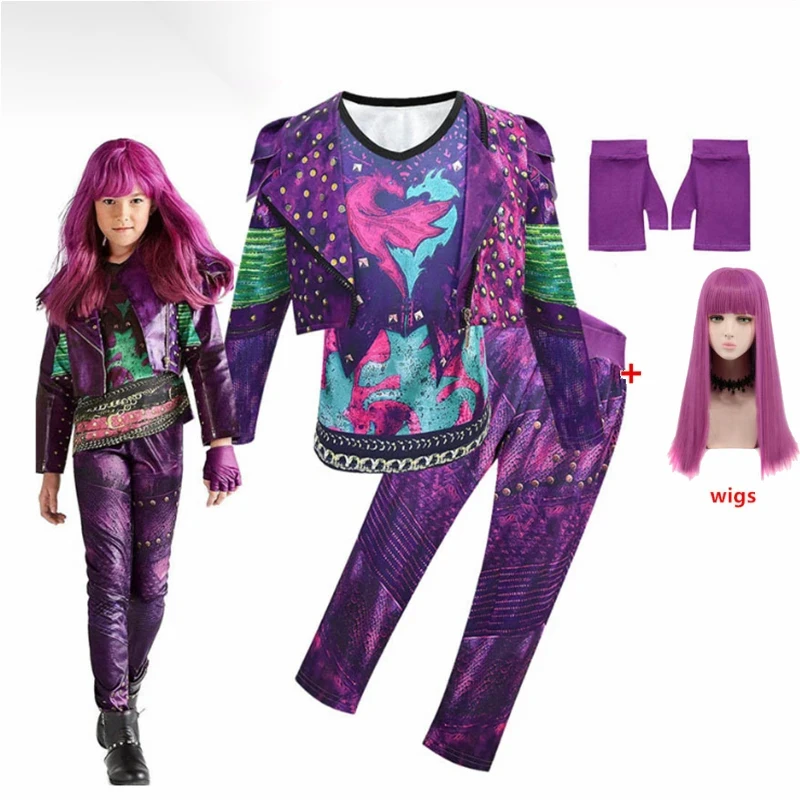 

Детский костюм «Нащадки 3 Mal» для девочек, карнавальный костюм Иви, детская фантазия, одежда на Хэллоуин, парик, нарядное платье для дня рождения