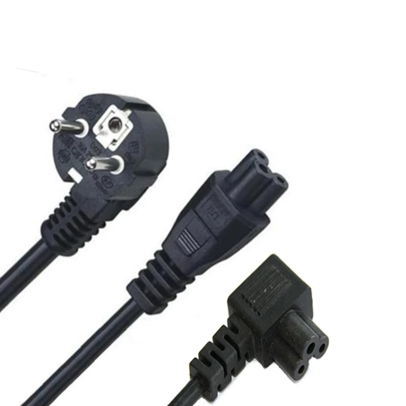 Cable de alimentación de la UE IEC320 C5, Cable de extensión eléctrico Euro en ángulo recto para HP, Dell, Lenovo, Sony, Samsung, LG, ordenador y Scooter