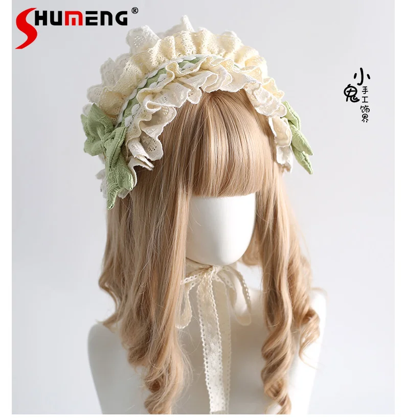 

Original Handmade Sweet Cute Lolita Headwear Hair Band Lace Bow Elegant Princess Versatile Hair Accessories for Women Headbands