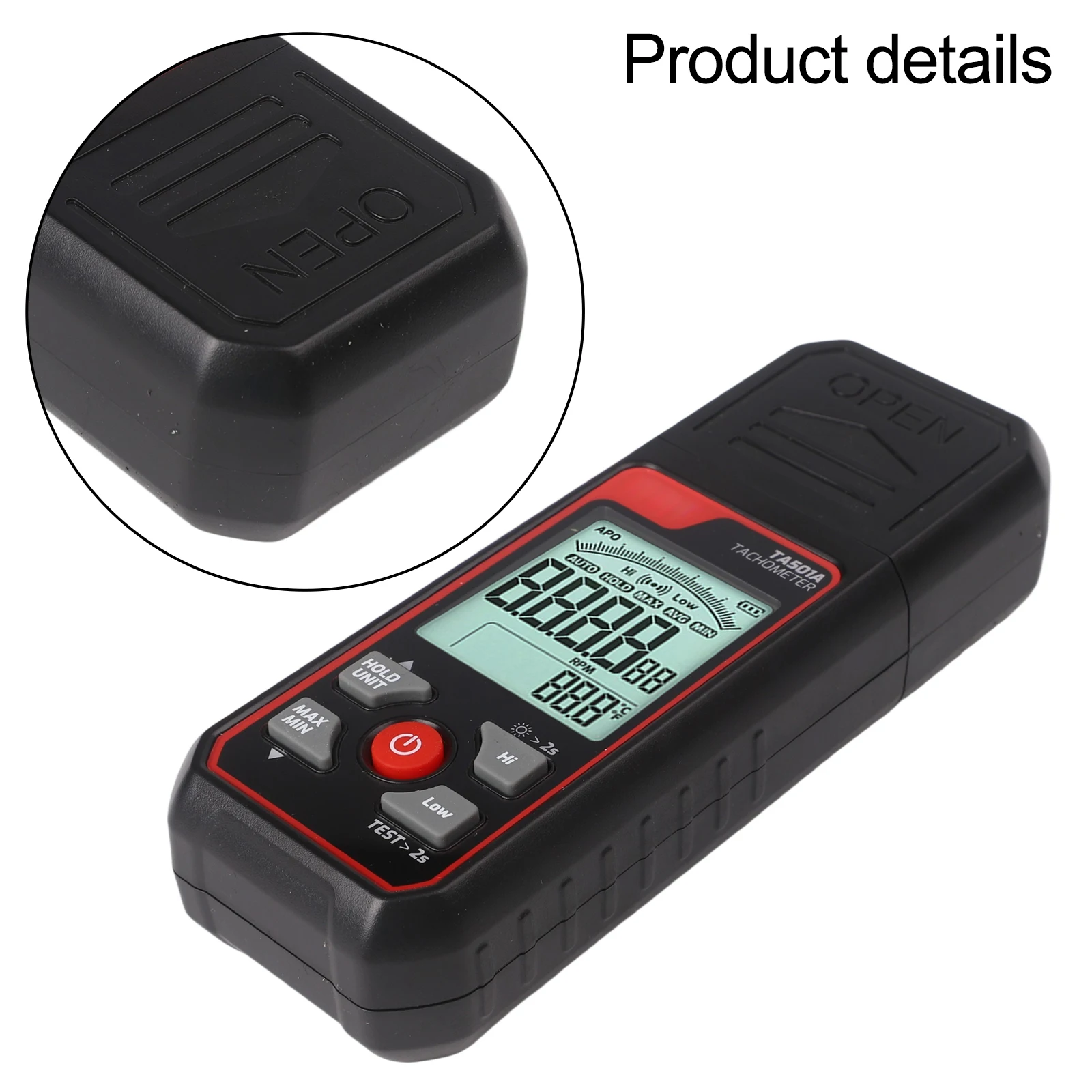 Battery Powered Tachometer 152 X 55 X 33mm Digital Tachometer Battery Powered Customizable Alarms LED Backlight Display