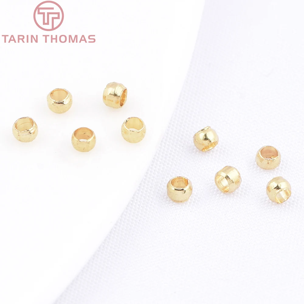 (10036)100PCS 2MM 24K Gold Color Brass Positioning Beads Spacer Beads Bracelet Beads High Quality DIY Jewelry Making Accessories
