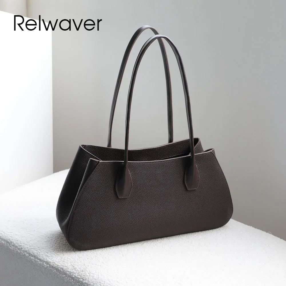 Relwaver 여성 겨드랑이 가방 천연 가죽 토트백 여성 핸드백 2026 봄 다용도 출퇴근용 여성 핸드백
