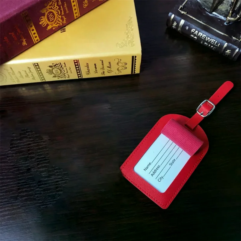 1PC Women Men PU Leather Luggage Tag Suitcase Identifier Label Baggage Boarding Bag Tag Name ID Address Holder Travel Accessori