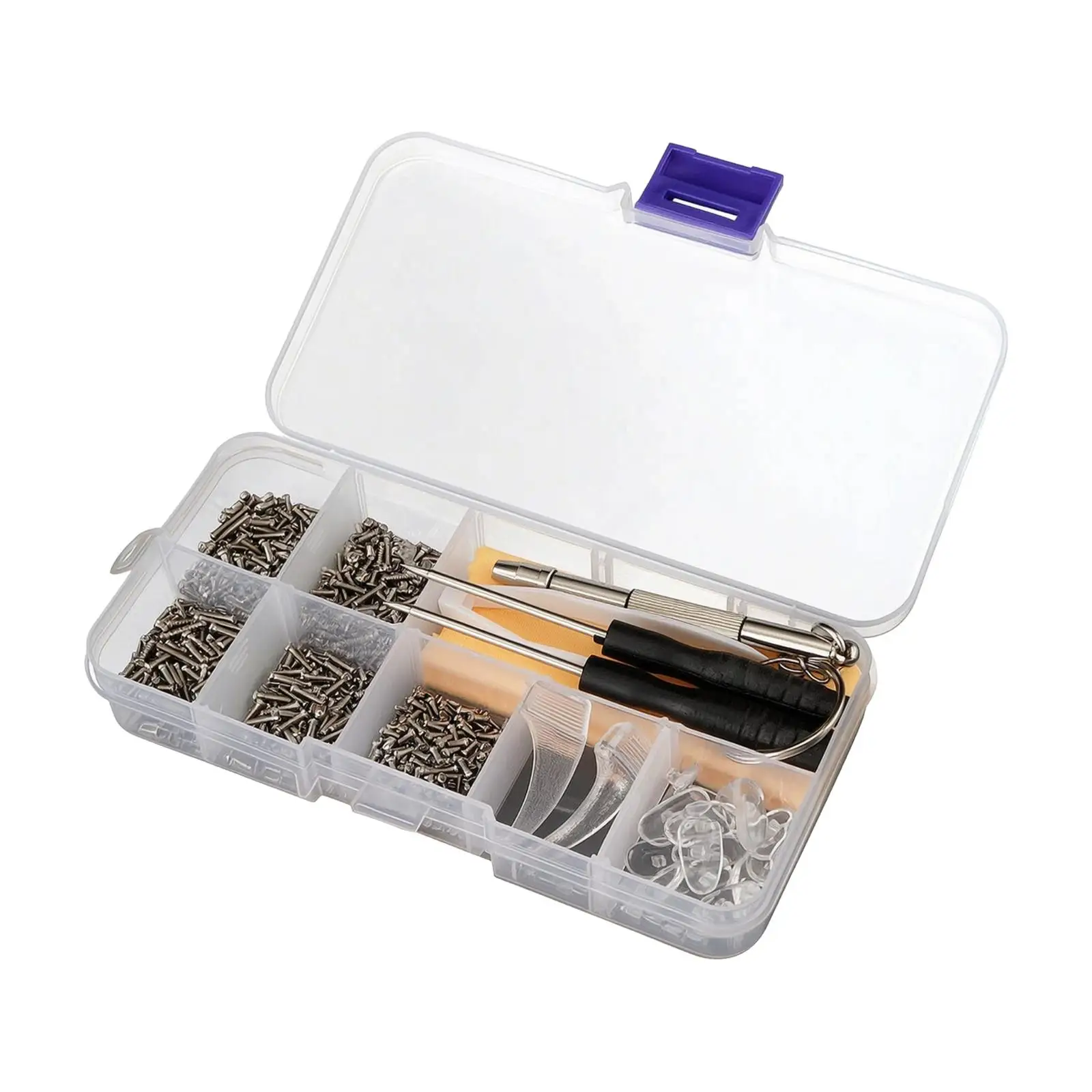 Glasses Maintenance Kit Stainless Steel Screws and Repair Tools with Storage Case for Eyeglass Hinges Nose Supports and Home
