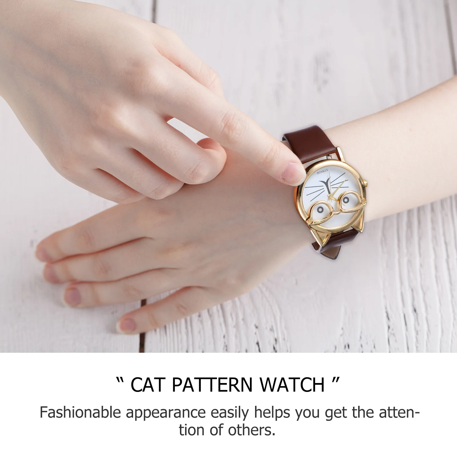 

1Pcs Trendy Cat Print Kids Wristwatch Soft PU Strap Reliable Quartz Movement Lightweight Comfortable Fit Perfect for Children