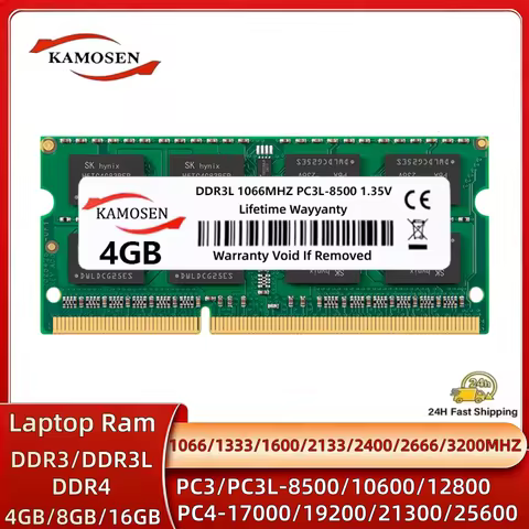 DDR3 DDR3L DDR4 4GB 8GB 16GB Laptop Memory Ram PC3 PC3L 1066 1333 1600Mhz PC4 2133 2400 2666 3200Mhz Notebook SODIMM Memoria Ram