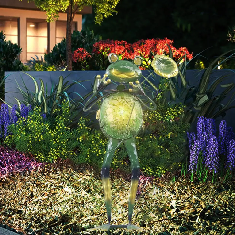 

Solar Frog Garden Stake Decorative Metal Frog Garden Stake Lights for Outdoor Yard Patio Decor Glowing Belly for Flowerpot