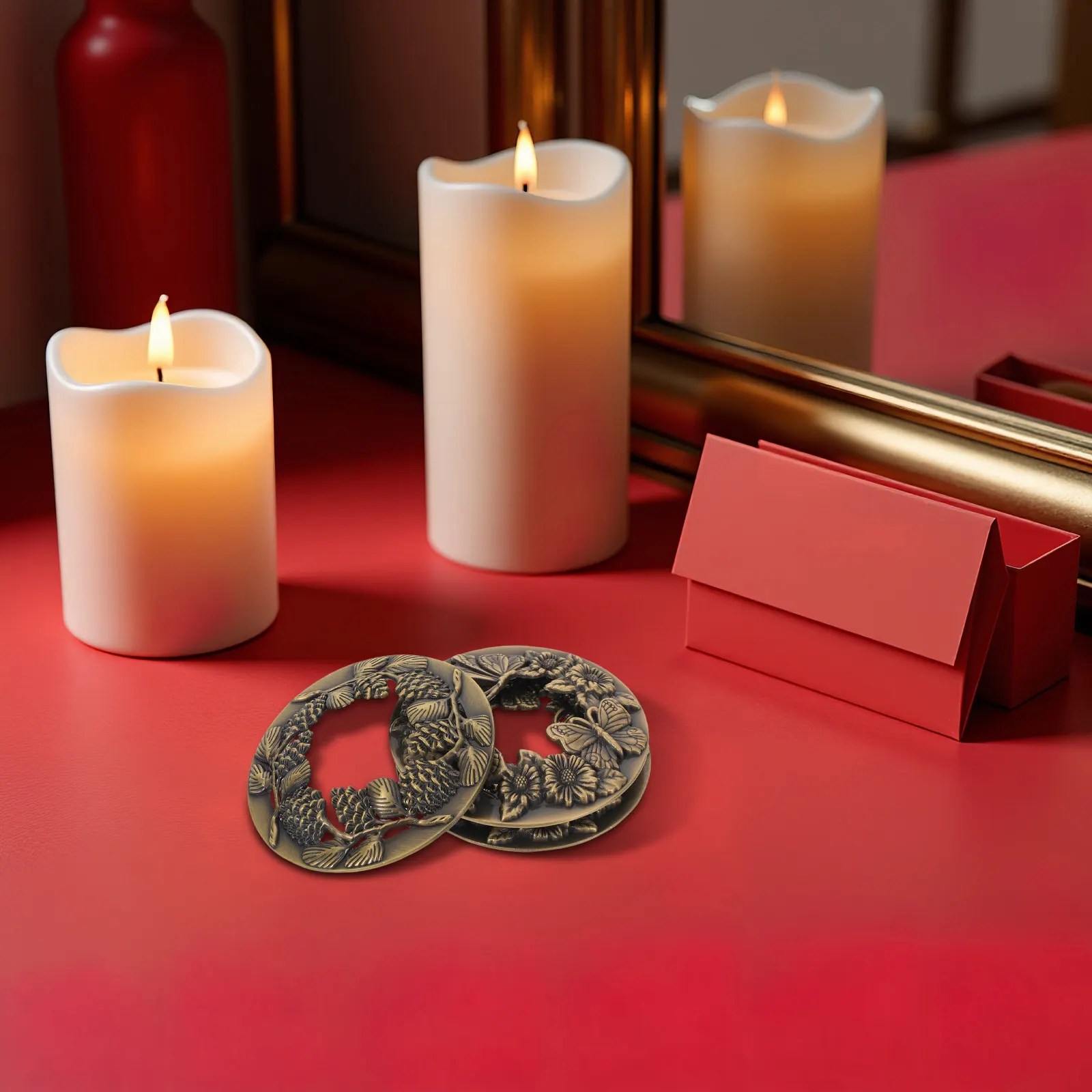 3Pcs Metal Jar Topper Floral Embossed Design Promotes Even Burn Prevents Wax Splatter Ventilated Scented