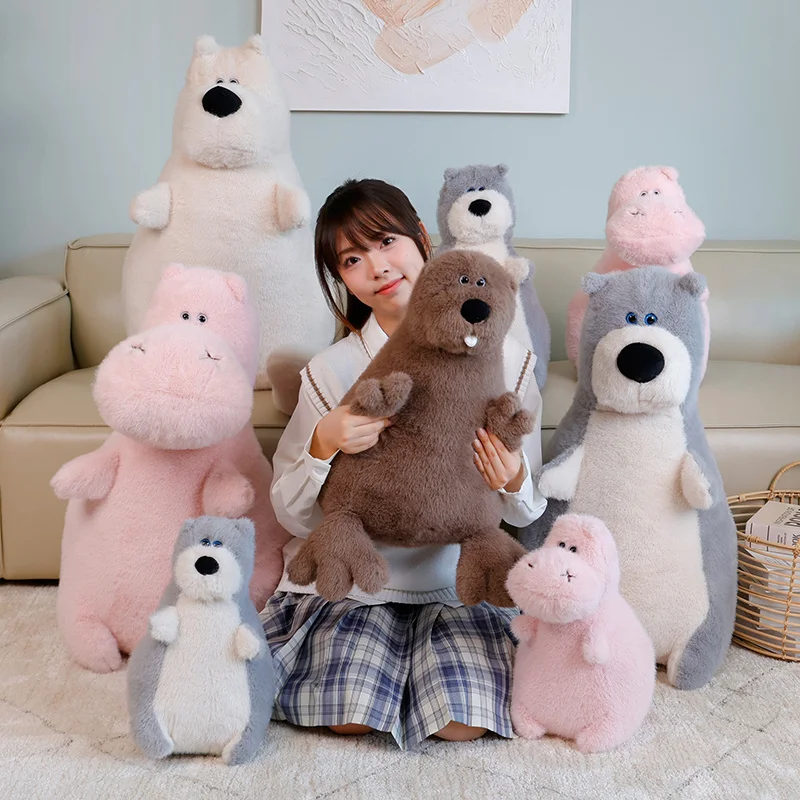 35/50/70cm Kawaii Cartoon Fat Animal peluche bambola cuscino ippopotamo Marmot orso polare cane peluche regalo Super morbido per ragazzi e ragazze