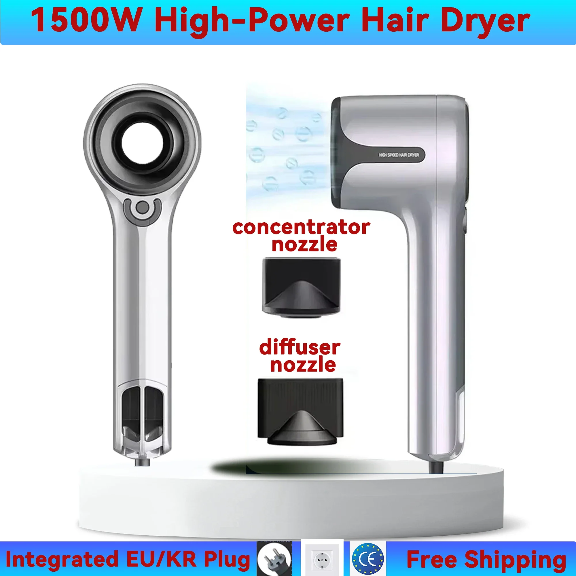 

1500W Bladeless Hair Dryer – High Power with Negative Ions, Hurricane-Like Experience, Suitable for Home and Salons
