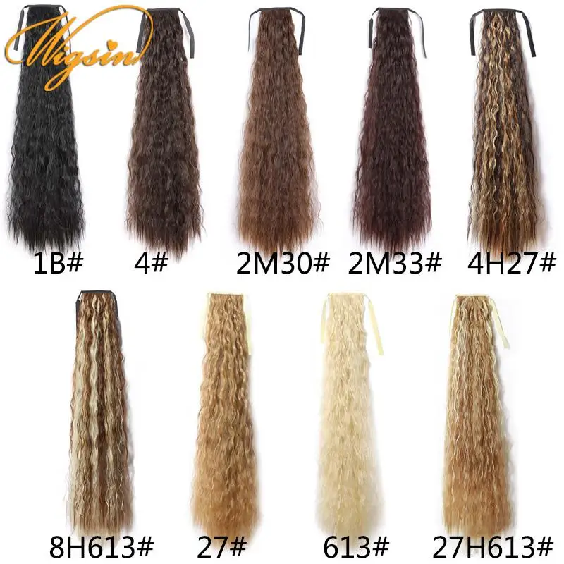WIGSIN coleta sintética rizada kinky de 32 pulgadas con cordón y pinza, extensión negra y rubia para mujer 2