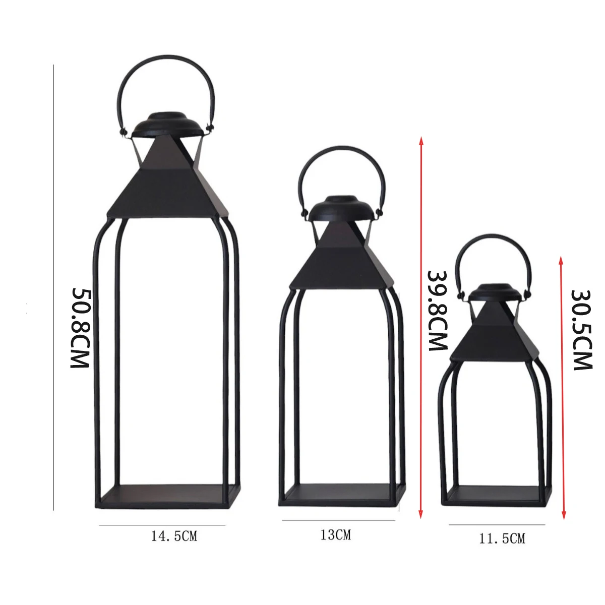3 Pcs Decorative Metal Lanterns Indoor Outdoor Candle Holder for Porch Patio Fireplace Floor, Wedding, Christmas, Fall, Holiday, view 2