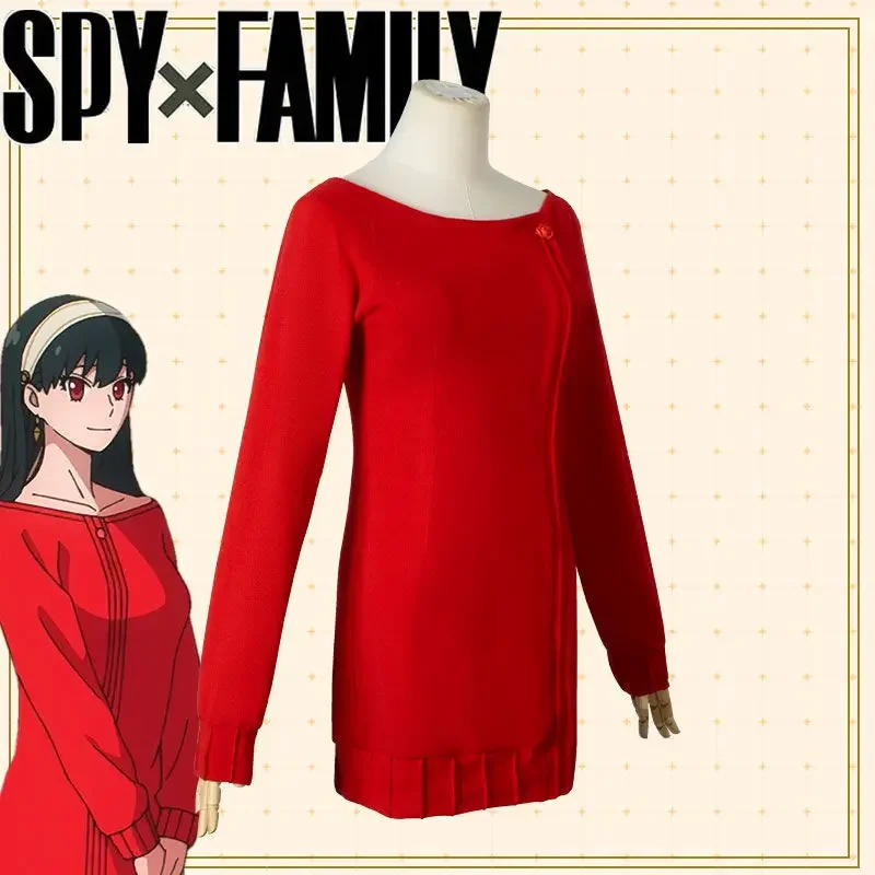 Yor Forger Traje de Cosplay Feminino, Yor Briar, Suéter Vermelho, Mini Vestido, Trajes de Princes Sexy, FAMÍLIA X