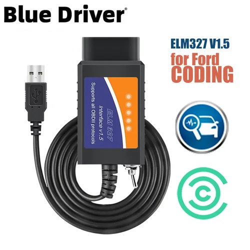OBD2 ELM327 USB v1.5 FORScan Scanner ELM327 FORScan Pro lector de código herramienta de escaneo de diagnóstico automático Ford programación de funciones ocultas