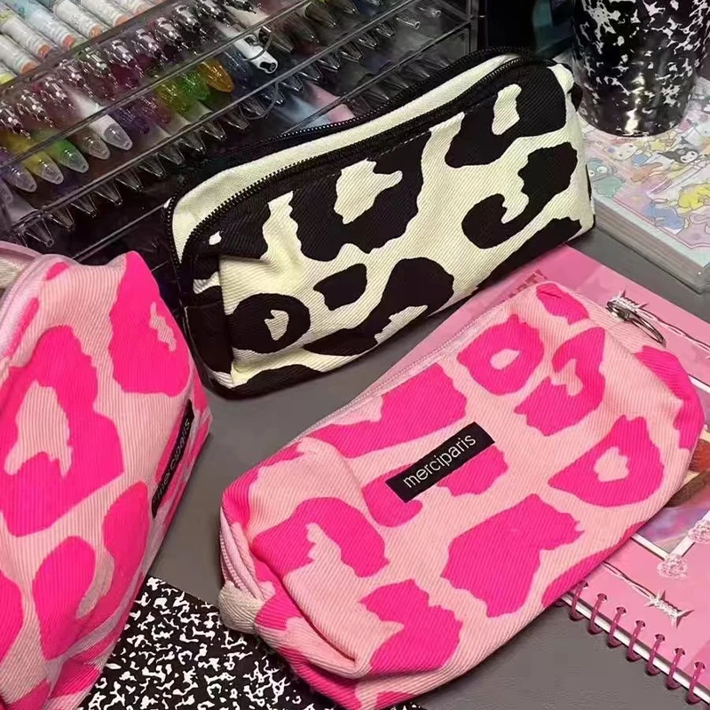 leopard print patterns pencil cases edicao limitada papelaria bolsa cosmetico de grande capacidade varios modelos e cores da moda 01