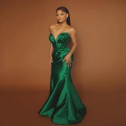 Pretty Green Mermaid Prom Dresses Aso Ebi Style Ruffled Sweetheart Formal Gown Celebrity Dress African Women Wedding Party Dress