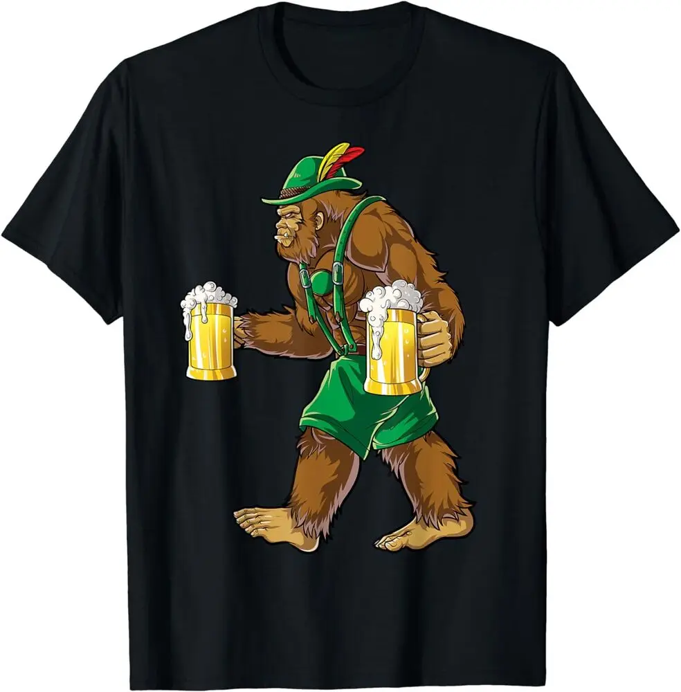 Bigfoot Lederhosen Oktoberfest Prost Beer Mug T-Shirt Y2K tops Unisex Summer Short Sleeve