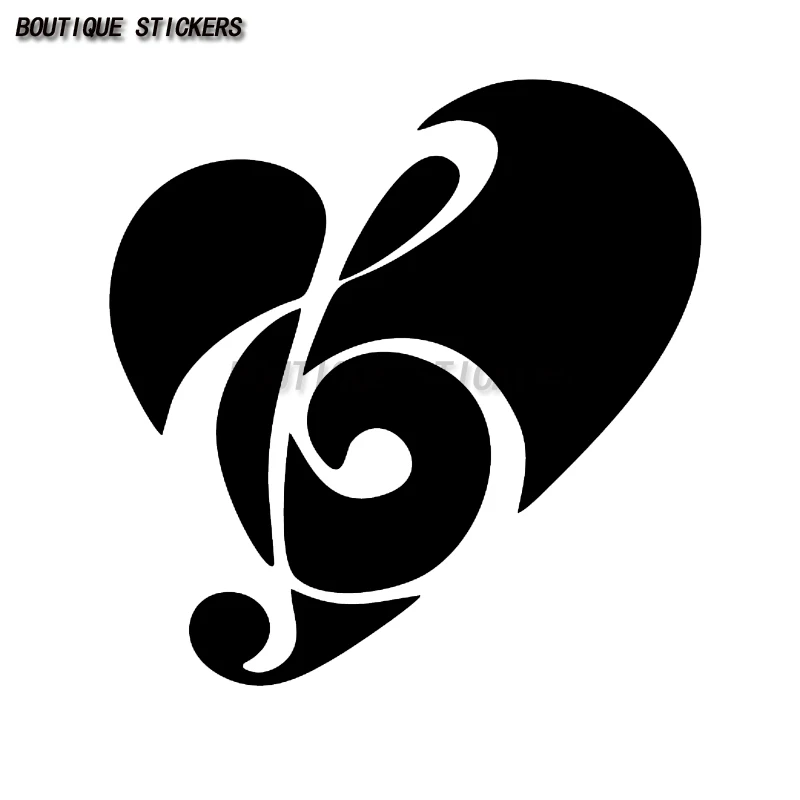 

Love Music Heart Sticker Vinyl Decal - Musical Clef Note Car Window Bumper Decor