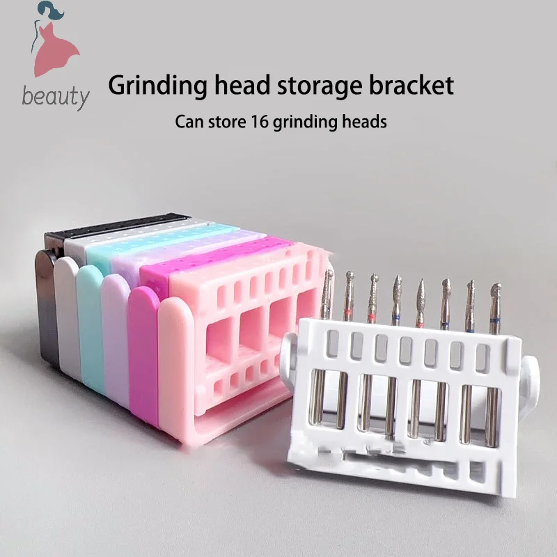 16 Holes Nail Drill Bits Holder Stand Display Nail Grinding Tool Showing Foldable Organizer Container Manicure Drill Accessory