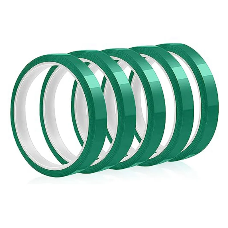 High Temperature Tape Heat Resistant Tape Heat Transfer Tape for Sublimation No Residue 10mm X 33M 108Ft (Green-5 Roll)