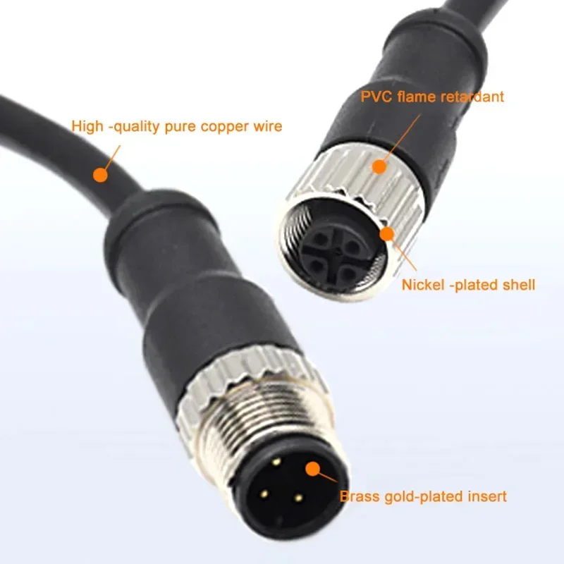Connectors IP67 30V 1.5A M12-17Pin Circle Connector Metal Elbow Female Male Plug with Assembled Socket Line M12 17pin Soldering