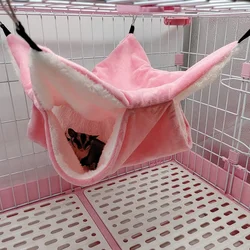 Warm Winter Pet Hammock Double Layer Thick Plush Hamster Hammock Chinchilla Guinea Pig Ferret Sleeping Bag Hamster Hanging Cage