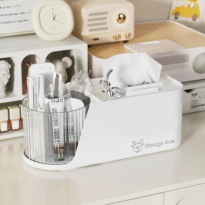 360 ° منظم القلم المكتبي الدوار مع الأدراج وحامل القلم #4