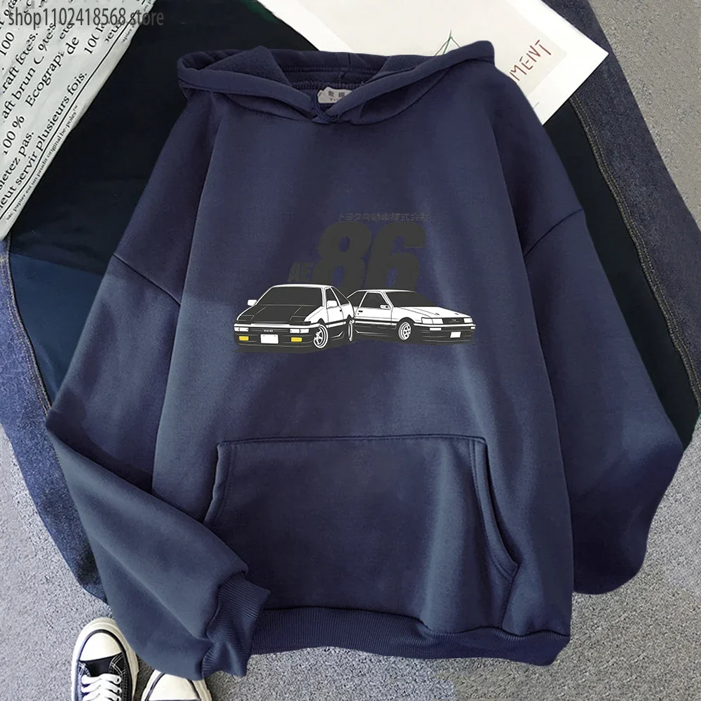 Initial D AE86 JDM-Sudadera con capucha para hombre y mujer, ropa de calle con estampado de letras de coche japonés, holgada, estilo Hip Hop, Anime