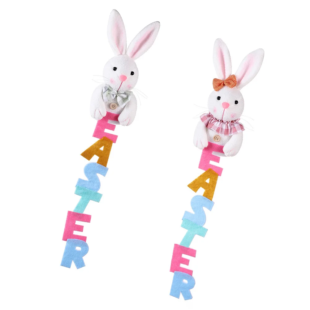 

2Pcs Easter Bunny Hanging Decoration Cloth Material Festive Home Door Wall Tree Window Garden Adornments Hanging Bunny Decor