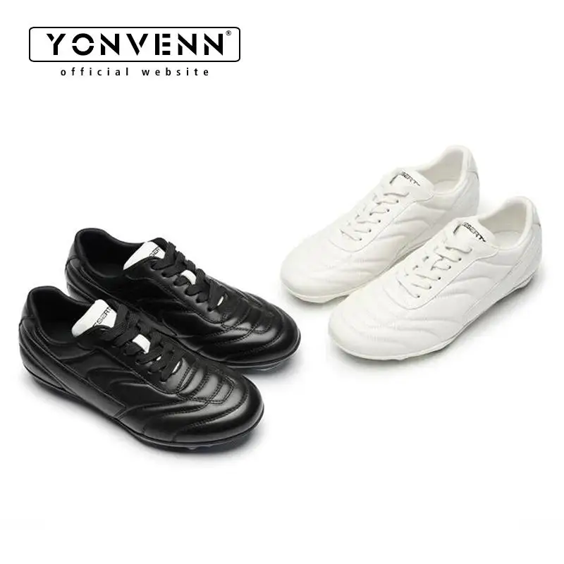 First-grade cowhide racing shoes leather training shoes men's lace-up flat casual shoes football shoes board shoes