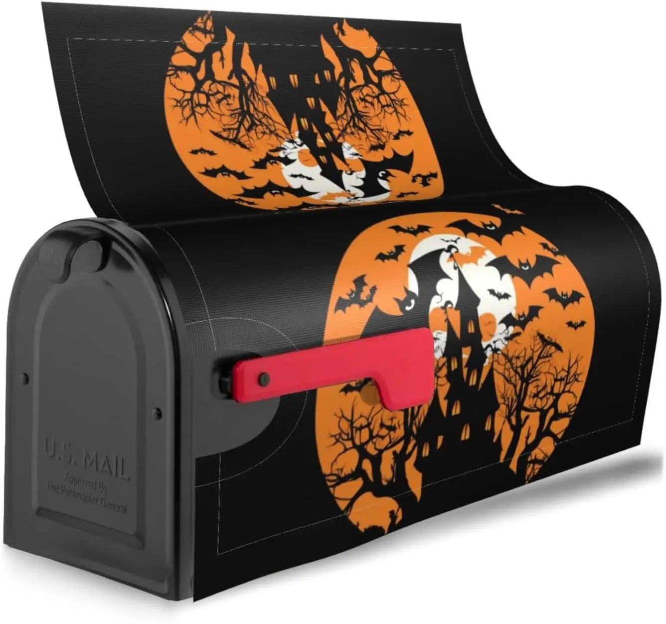 Mailbox Cover Halloween Witch Castle Moon Mailbox Covers Magnetic Mail Wraps Post Garden Decorations 21x18 Inch