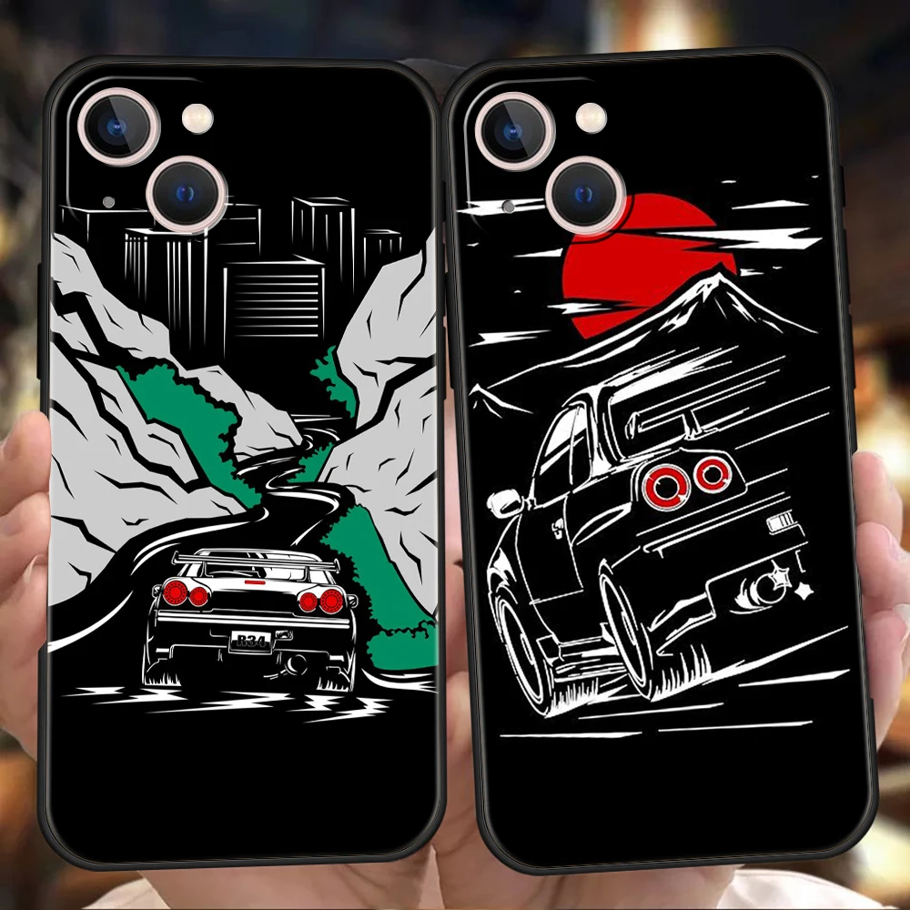 

JDM Car Phone Case for iPhone 16 15 14 13 12 Pro Max 11 Pro Max 7 8 Plus XS XR Shockproof Soft Shell Coque Capas Bags TPU