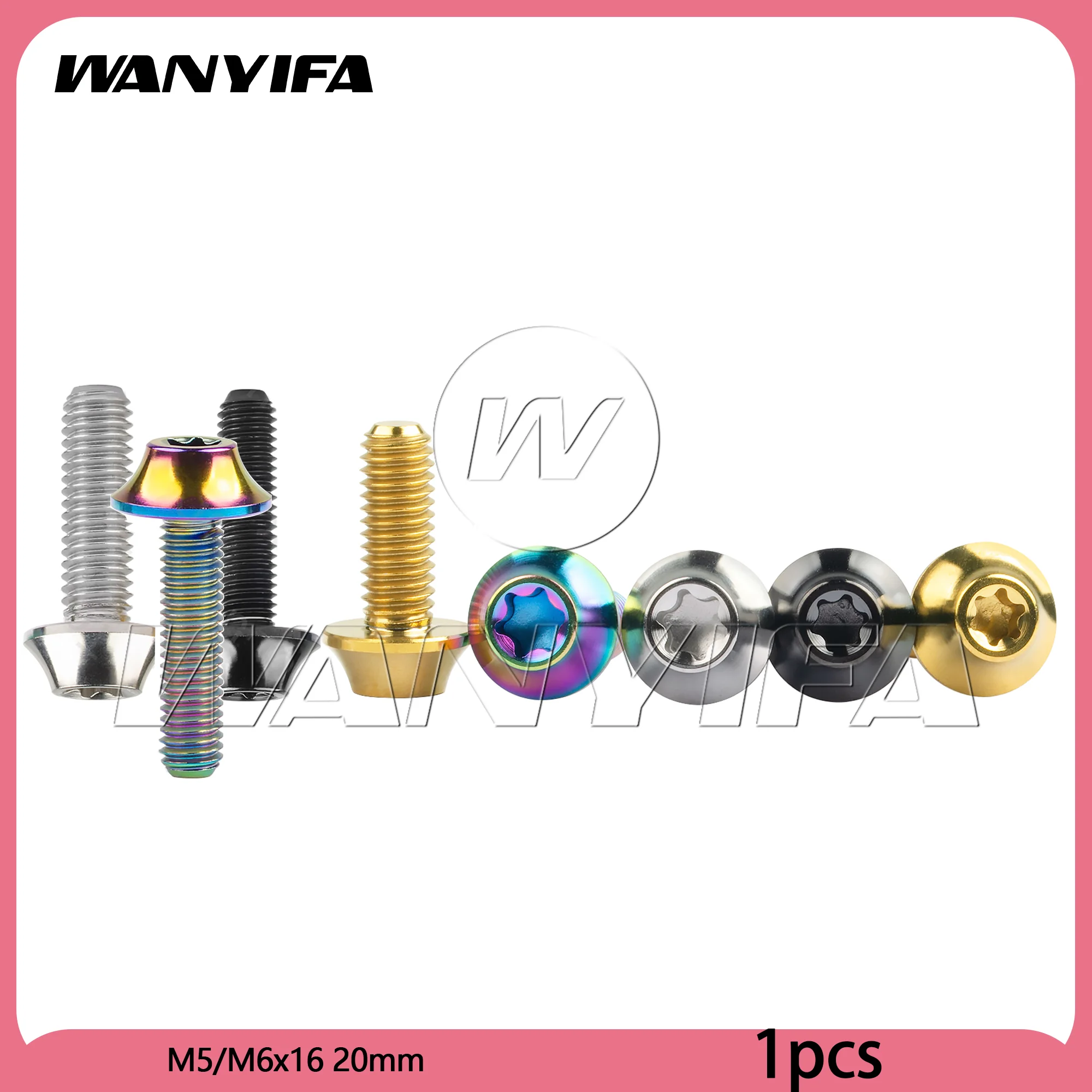 Wanyifa  Titanium Bolt M5/M6x16 20mm R Torx Head Screw for Bicycle Bike Brake Fixing Ti Gr5 Fasteners Cycling Parts