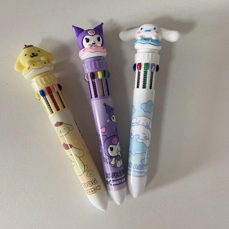 Sanrio мультфильм милая семья десять цветов шариковая ручка многоцветный пресс ручки для бухгалтерского учета ручка высокая красота цветная ручка канцелярские принадлежности