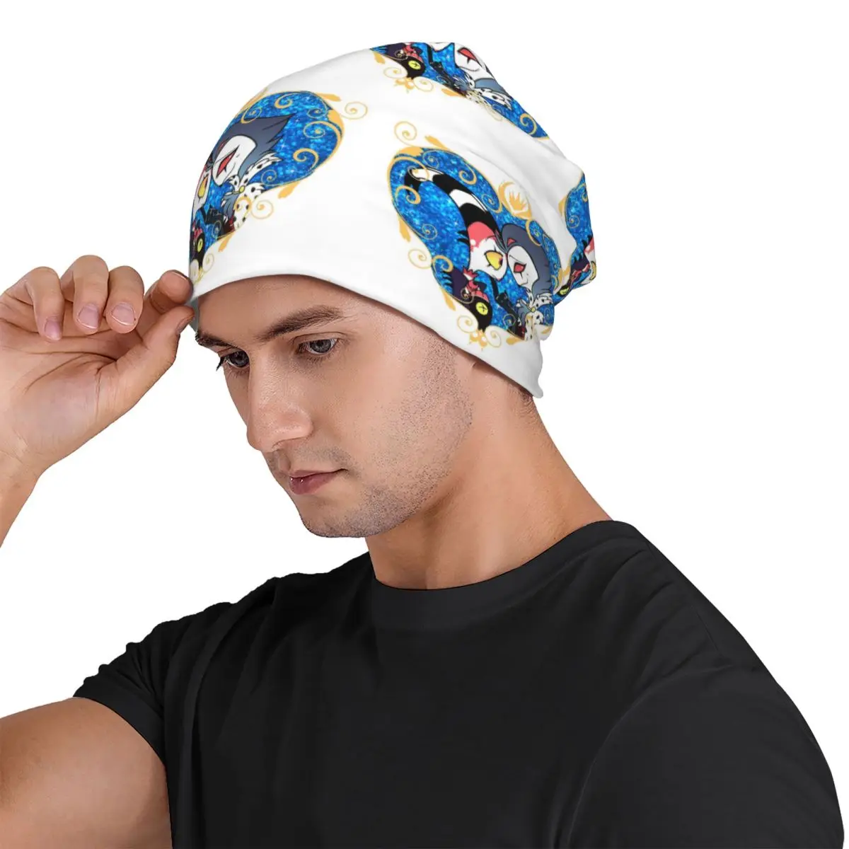 Helluva Boss Stolas And Blitzo Heart Frame Unisex Adult Beanies Caps Knitted Bonnet Hat Warm Fashion Autumn Winter Skullies Hats