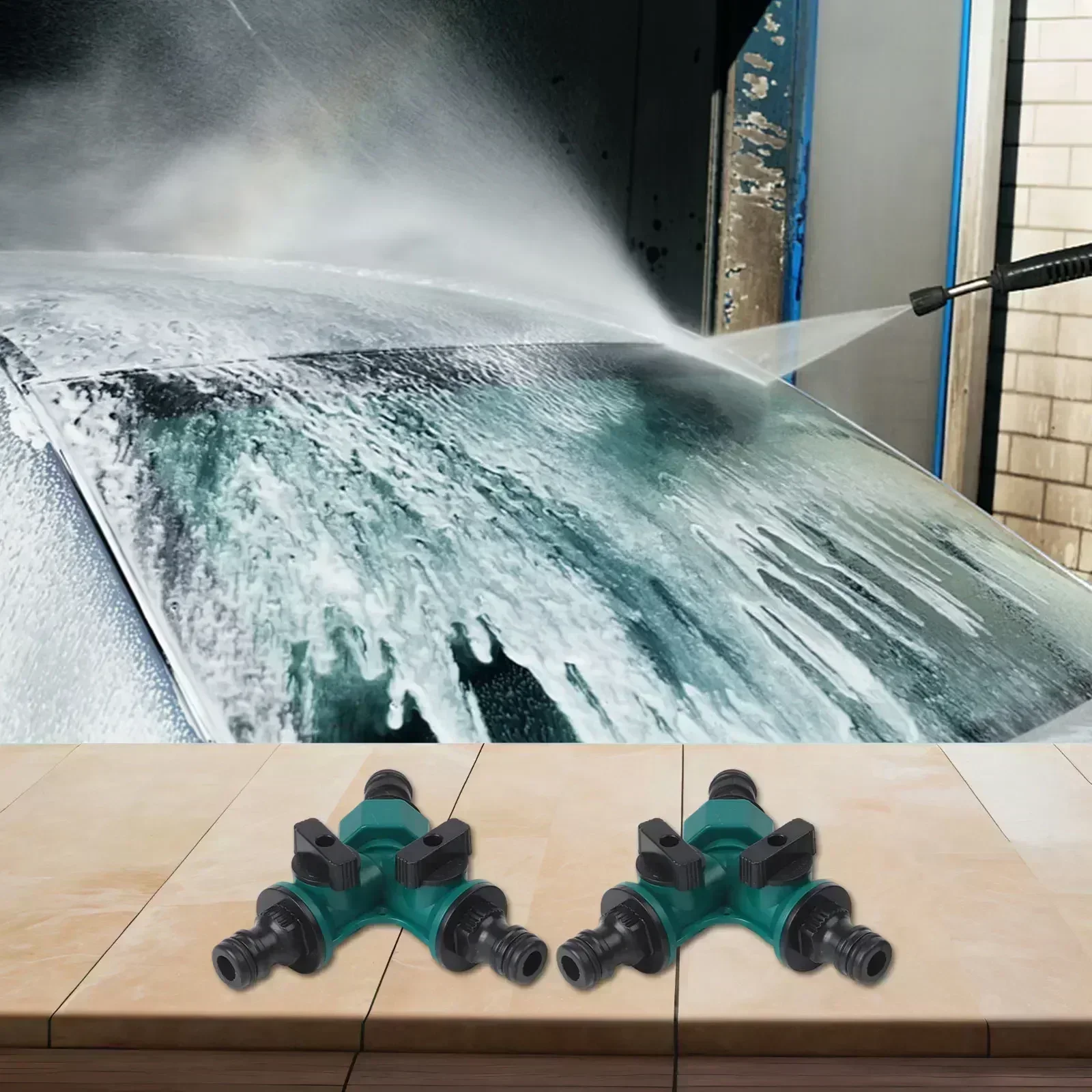 

Двойной шланговый соединитель, 2-ходовой адаптер распределительного клапана для стандартных шлангов, удобная функция отключения, повышенная гибкость