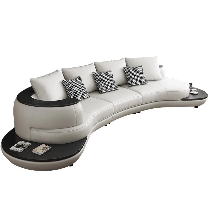 

#Canape Luxury Living Room Furniture Curved Leather Sectional Couches